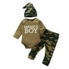 Baby Boy Infant Toddlers Camouflage Long Sleeve Clothes Pants Hat Three Piece Set 7PCS
