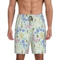 thumbnail image 1 of Balery Honey Bees And Flowers Pantalones cortos de pijama de punto de algodón para hombre con cinturilla y bolsillos-X-Large, 1 of 6