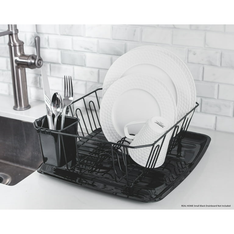 YASONIC Dish Drying Rack with Drainboard - Small Stainless Steel Black