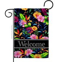 Breeze Decor G120012-BO Tropical Welcome Floral Double-Sided Decorative Garden Flag, Multi Color