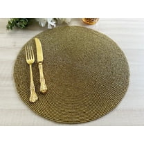 Set of 6, Handmade beaded placemat, beaded table mat, gold