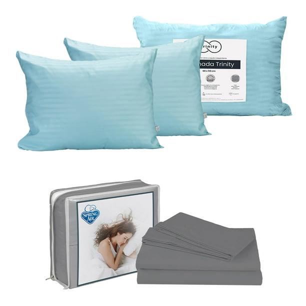 Juego de Sábanas Queen Size Grey + Almohada Trinity 2