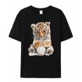 thumbnail image 5 of T Shirts for Women Short Sleeve Cotton Crewneck T-Shirt, Cute Tiger with Yarn Ball Tee Tops Casual Basic T-Shirts, XS-5XL Black XS, 5 of 7