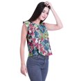 thumbnail image 2 of Moomaya Tops For Women Work Casual Printed Round Neck Ruffle Casual Crop Top, 2 of 5