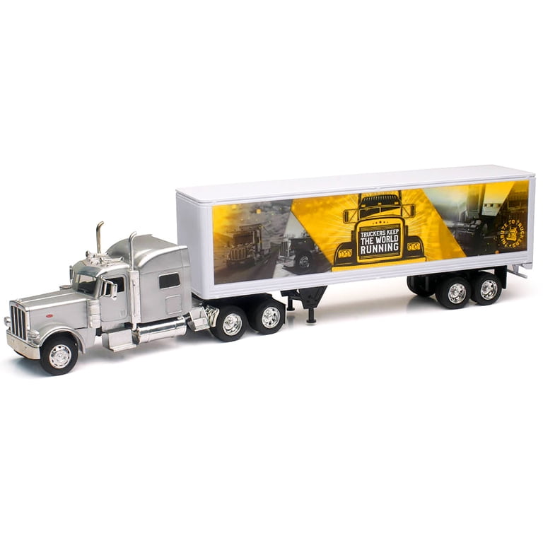 Peterbilt 389 Truck Silver Metallic with Dry Van Trailer 