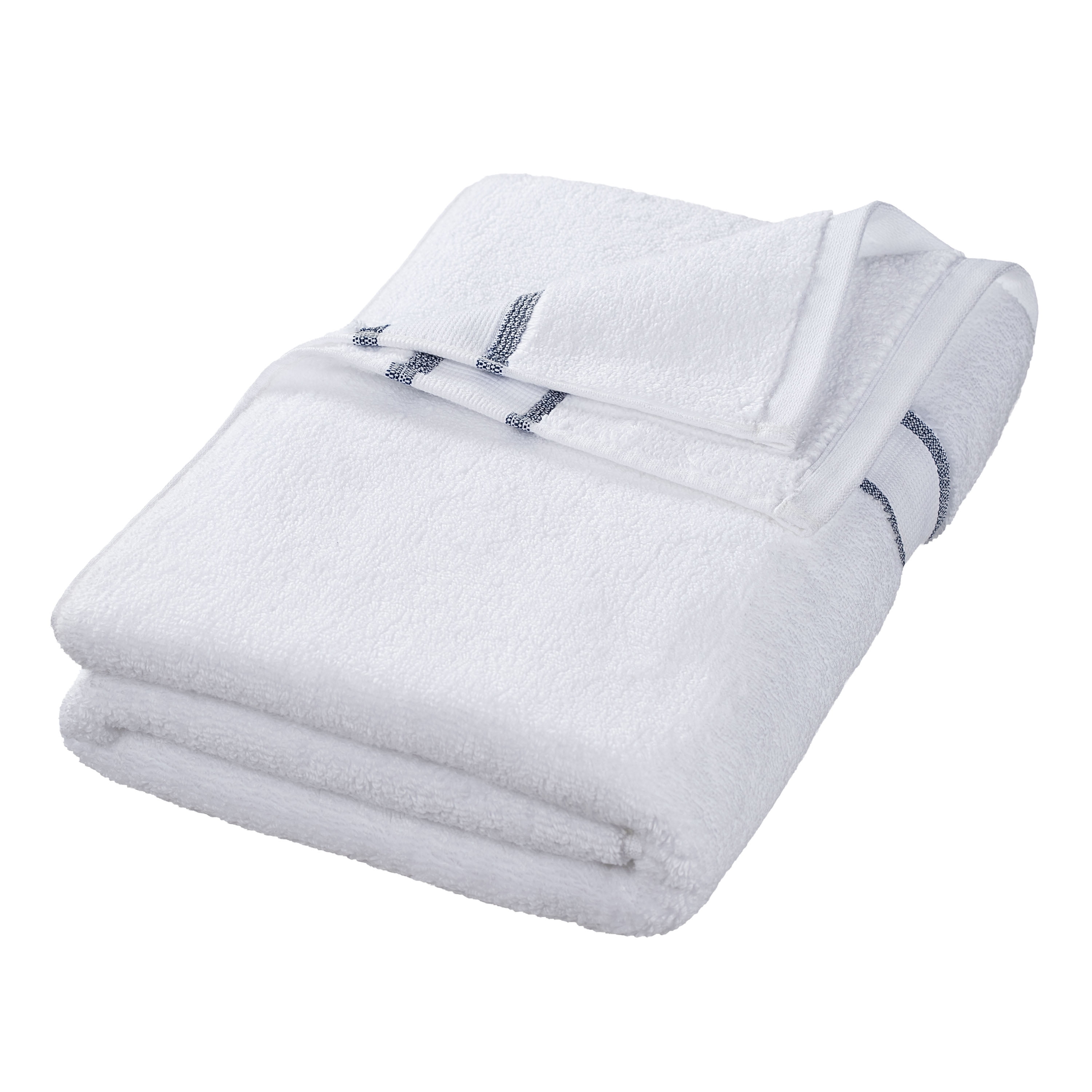 Hotel Style 6-Piece Egyptian Cotton Striped Bath Coordinate Towel Set, Marine Deep