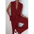 thumbnail image 2 of Conjunto PRETTYGARDEN Rojo Vino Chaleco sin Mangas Pantalones Palazzo Talle XL, 2 of 8