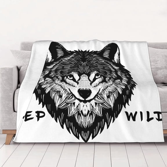 Down Comforter, Small Size, 250 Grams per Square Meter, Luxurious Anti-Static, Soft Fleece, Microfiber Bed Blanket, 50"x60", Flannel Blanket - Vacuum Sealed Packaging (Wolf)