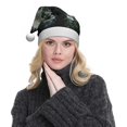 thumbnail image 5 of KLL Christmas Hats for Adults Plush Floral Angelic White Wings Print Santa Hat Xmas Fluffy Santa Claus Hat for Women Men, 5 of 6