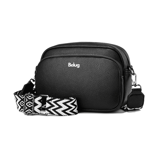 Bolso De Moda De Piel Blanda Y Correas Belug Negro