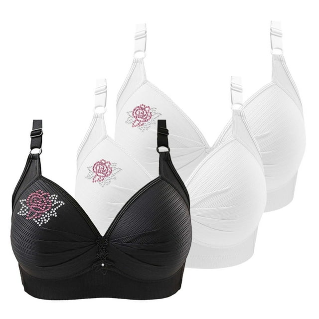 Soutiens-gorge de Sport pour Femmes, Lot de 3 2025 Confortable Col en V Sans Fil Bretelles Réglables Respirant Doux, Blanc P-5TG, 3 Pcs