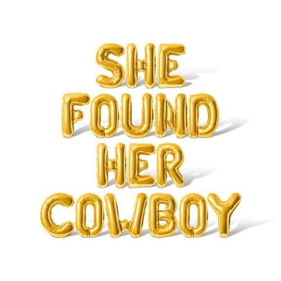 Letter Balloons - SHE FOUND HER COWBOY 16" Inch Alphabet Letters Foil Mylar Balloon Bachelorette or Bridal Shower Party Banner (Gold)