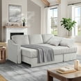 thumbnail image 3 of Serta Hampstead Convertible Sofa in Linen Beige Fabric Upholstery, 3 of 17