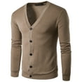 thumbnail image 1 of Spring And Autumn New Men's Solid Color And V-Neck Cardigan Sweater Plus Size Men's Sweater, 1 of 3