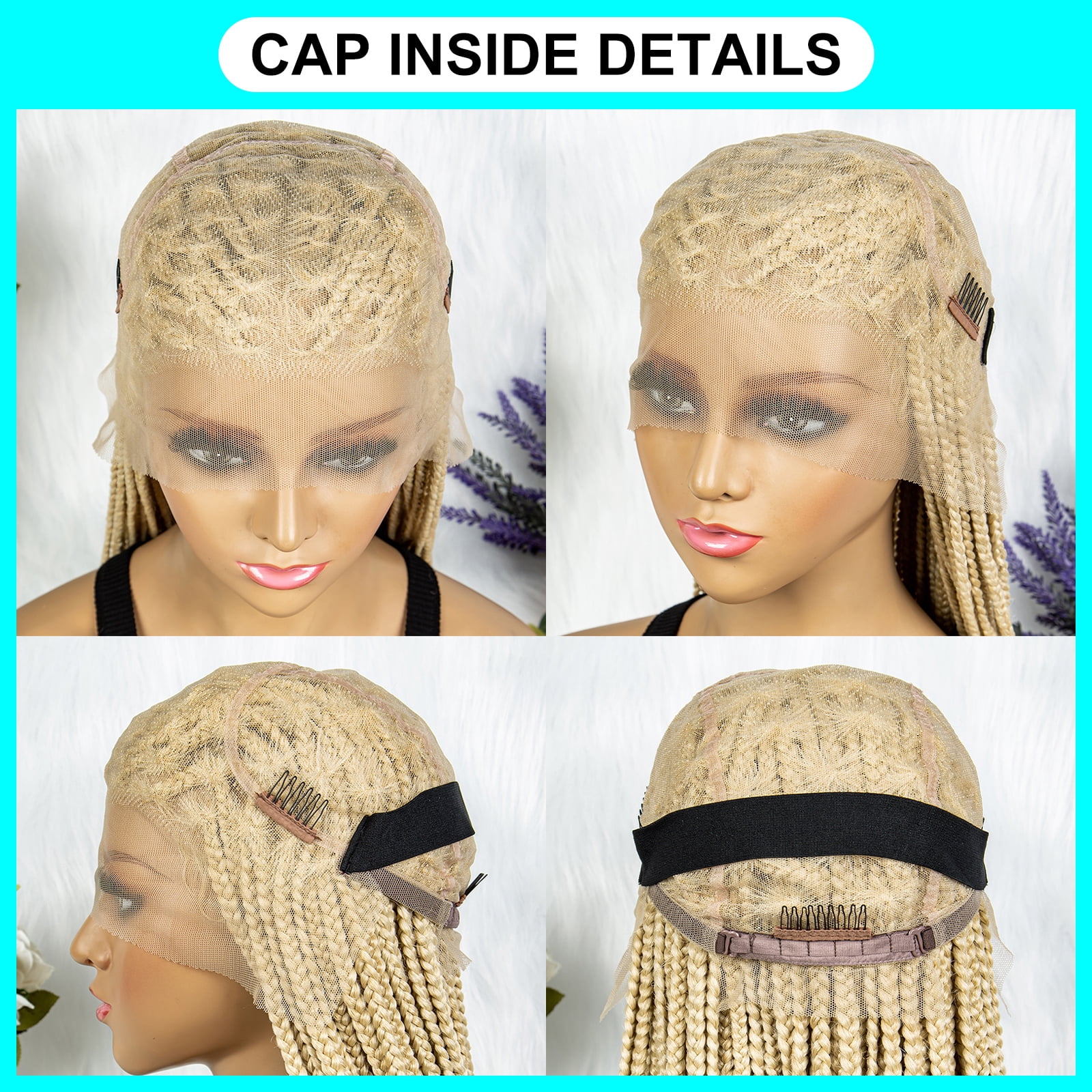 613 Color Braided Wigs for Black Women Transparent HD Full Lace Knotless Box Braided Wigs Cornrow Braids Synthetic Lace Front Braided Wigs with Baby Hair Handmade Faux Locs Wig Braided Wigs 36 inches