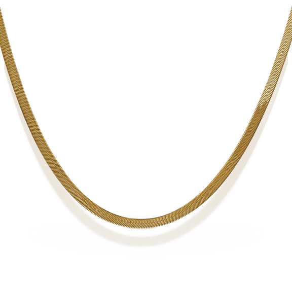 14K Solid Yellow Gold 3mm Herringbone Chain Necklace