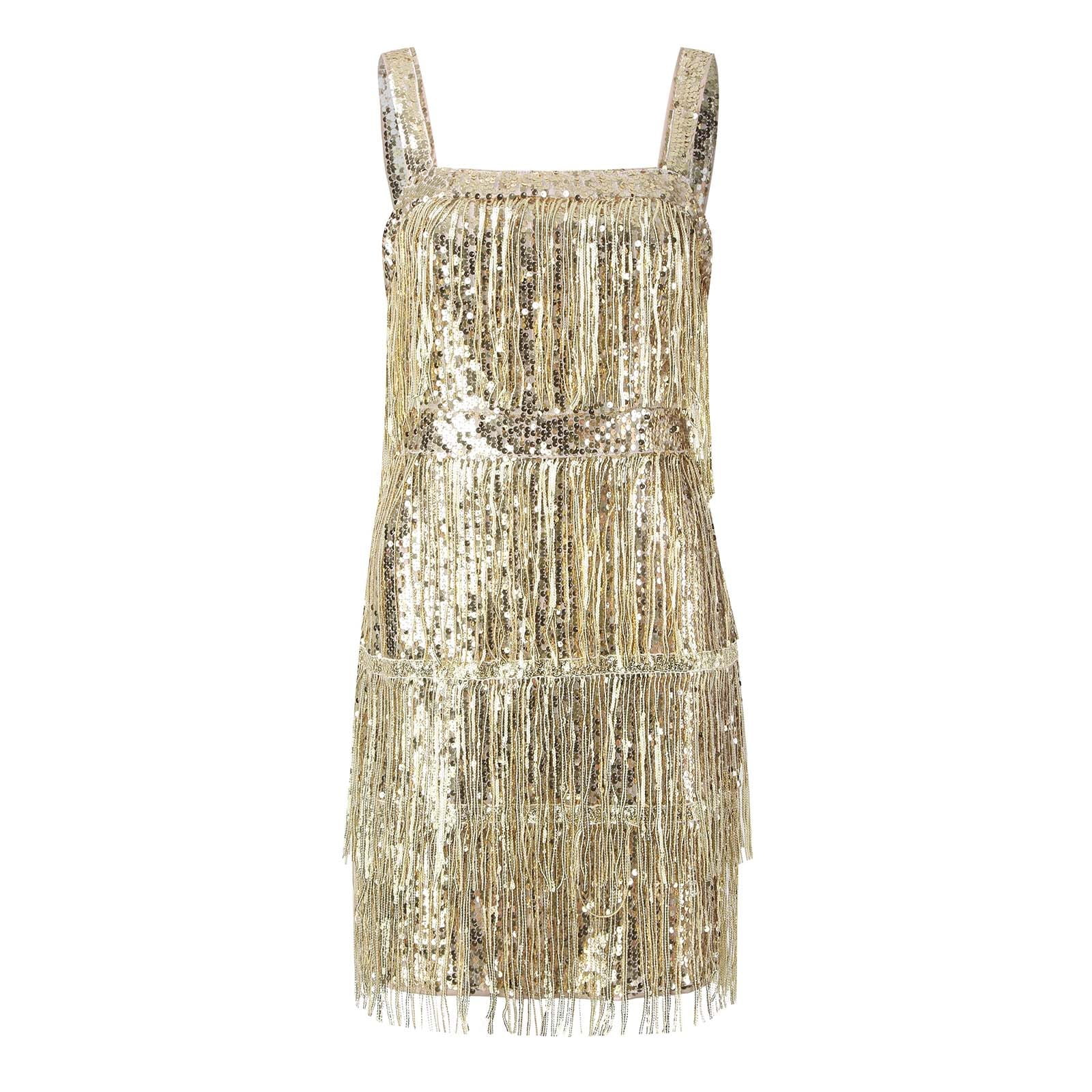 Bmisegm Womens Tassel Dress Sexy Fringe Dresses Sleeveless Flapper Mini Dress  Sequin Dress for Evening Party Rose Gold S - Walmart.com