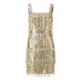 thumbnail image 5 of Bmisegm Womens Tassel Dress Sexy Fringe Dresses Sleeveless Flapper Mini Dress Sequin Dress for Evening Party Gold XL, 5 of 9