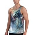 thumbnail image 2 of KLL Ink Style Wave Dragon Print Men's Muscle Gym Workout Stringer Tank Tops Bodybuilding Fitness T-Shirts Tank Tops Men-Large, 2 of 7