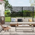 thumbnail image 1 of EastVita 72x47 Inch Metal Privacy Screen, Freestanding Decorative Divider for Garden with Stable Base, Crushed Glass Pattern, 1 of 8
