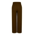 thumbnail image 6 of Olyvenn Women Fashion Textured Pants Wide Leg Casual Palazzo Trousers Drawstring High Waist Lounge Beach Pants with Pockets Brown XL, 6 of 9