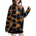 thumbnail image 3 of Chandail en Molleton Chat Citrouille Pull Col Rond Halloween pour Femmes Manches Longues Décontracté Ample, 3 of 7