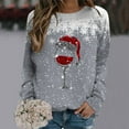 thumbnail image 2 of lcziwo Chandails à Manches Longues pour Femmes, Chandail à Enfiler, Chandails à Col Rond, Automne, Décontracté, Mignon, Hauts Amples, Verres de Vin Rouge, Chandail Graphique, Hauts de Sortie pour Femmes, Gris, m, 2 of 4