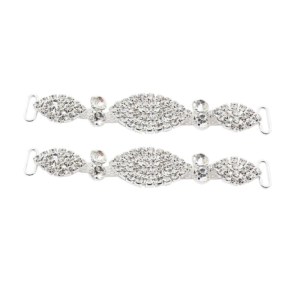 HOMYL 4X 2 Pieces Metal Chain Buttons Rhinestone Bikini Swimwear Connectors Buckle