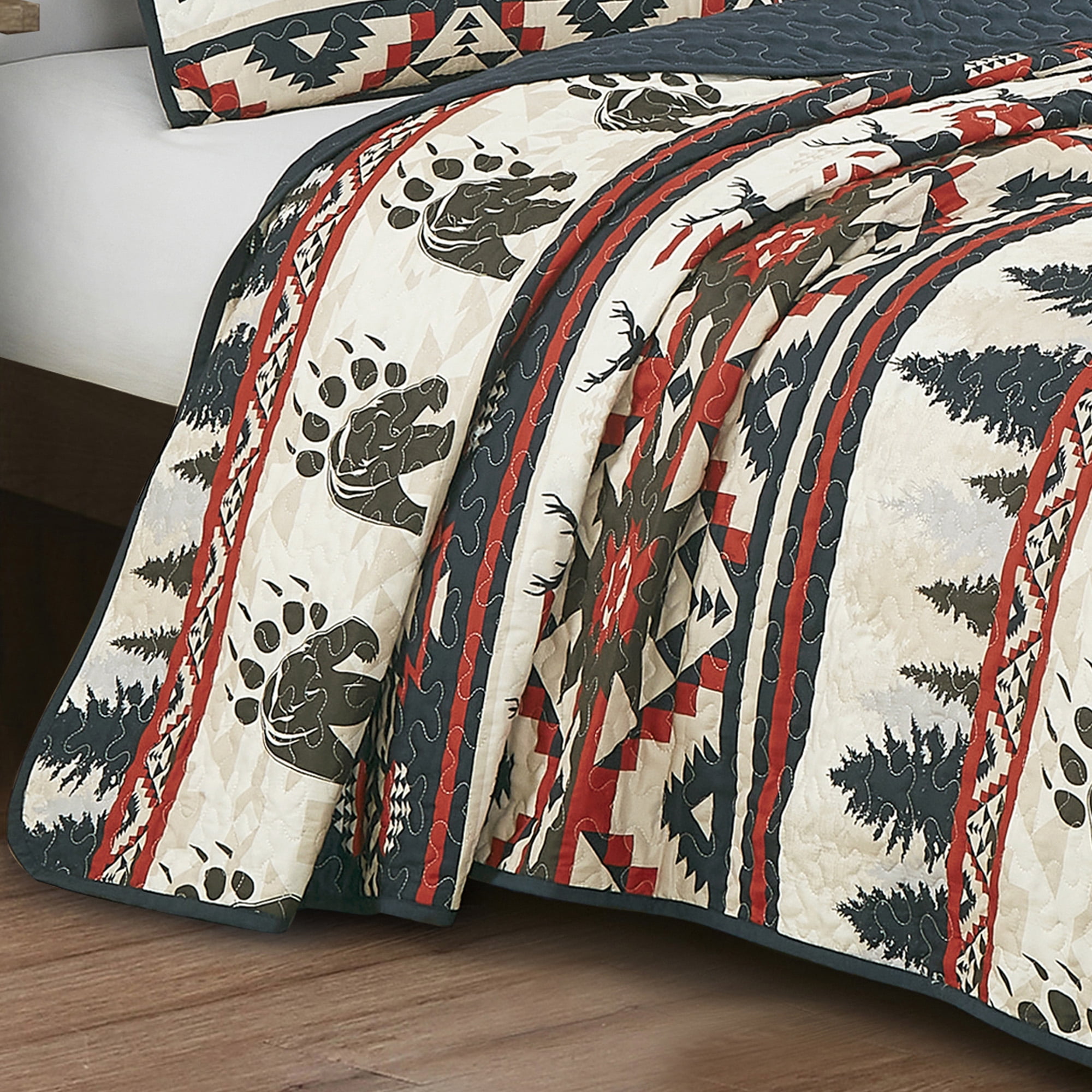 Evjk 3-Piece Decorative Lightweight Bedspread Set – Soft, Microfiber with Elegant Print, QUEEN