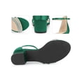 thumbnail image 2 of BLISSFUL STEP Women's Heels Satin Rhinestone Open Toe Block Heel Ankle Strap Sandals Dark Green 9, 2 of 6