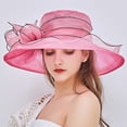 thumbnail image 6 of Visland Organza Church Fascinator Hats for Women Flower Wedding Tea Party Hat Wide Brim Sun Hat, 6 of 6