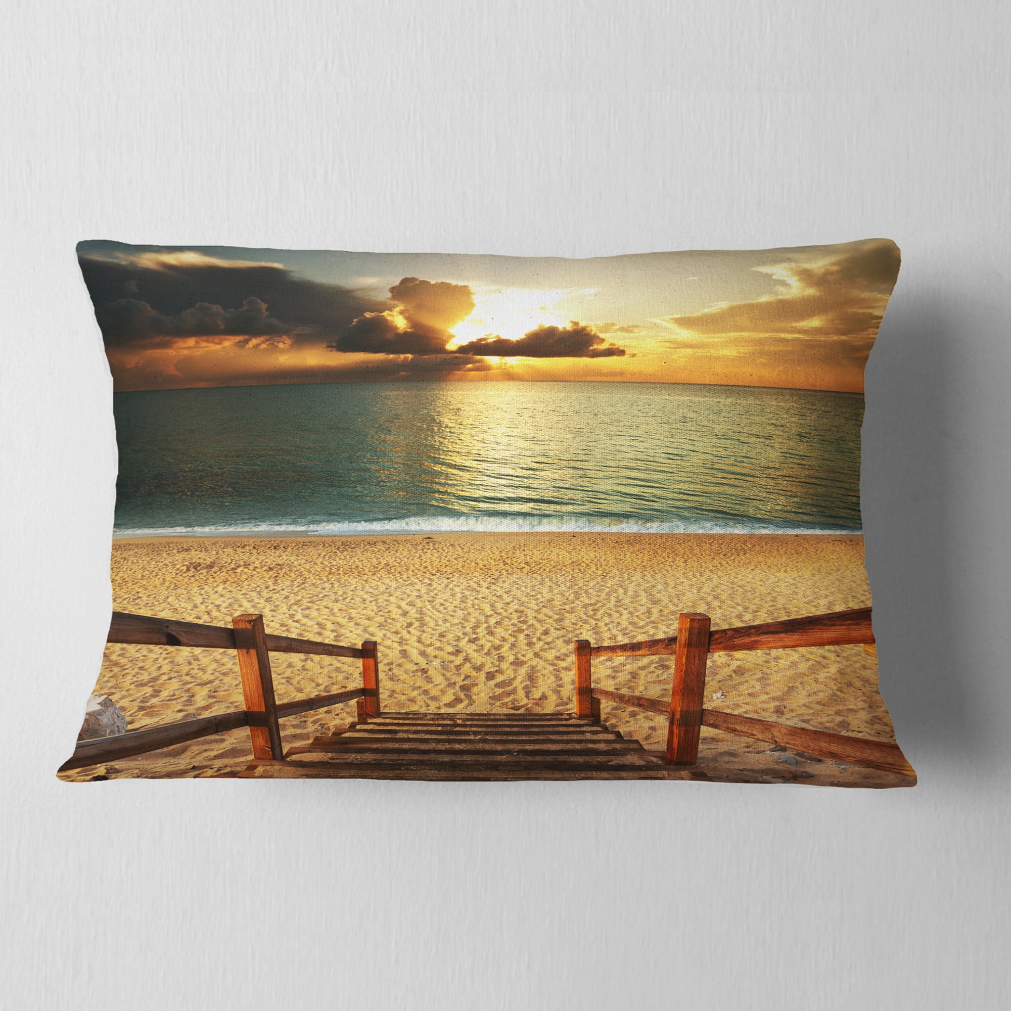 Designart 12" x 20" Multi-color Polyester Throw Pillow