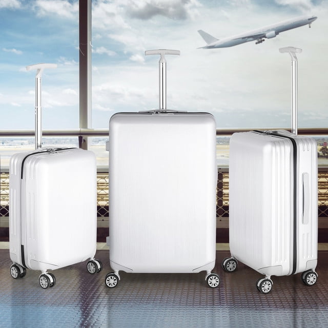 Hikolayae Mesa Collection Hardside Spinner Luggage Sets in White, 3 Piece - TSA Lock