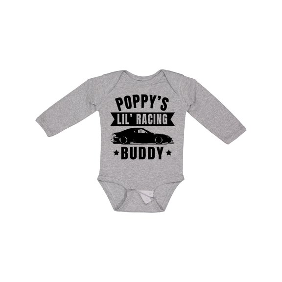 Inktastic Poppy's Lil' Racing Buddy with Car Silhouette Boys or Girls Long Sleeve Baby Bodysuit
