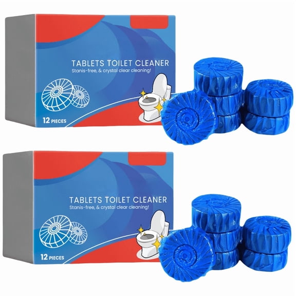 Toilet Bowl Cleaner Tablets , Bathroom Automatic Toilet Tank Blue Cleaners with Bleach, Slow-Releasing Household Toilet Cleaners for Deodorizing, Descaling, Against Tough Stains