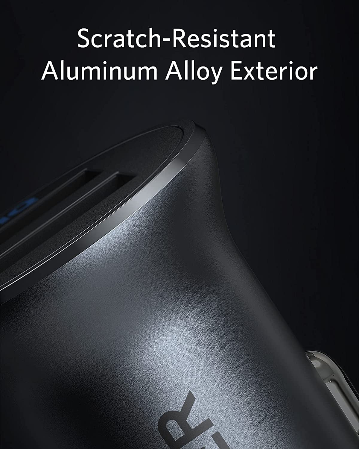 Anker 320 Car Charger (24W II), Mini Aluminum Alloy Dual USB with Blue LED for iPhone16 15 14 13 12 Series, iPad Pro/Air 2/Mini, Galaxy and More Not Compatible with Quick Charge (Black)