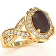 thumbnail image 2 of Three Stone Garnet Diamond Peekaboo Halo Engagement Ring In 14k Yellow Gold, 2 of 6