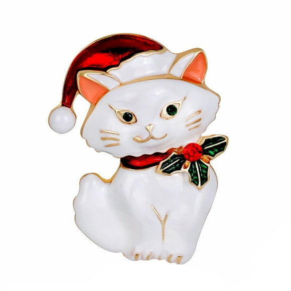 1Pc Rétro Chat en Forme de Broche Mode Délicat Alliage Épingle à Seins Accessoires de Vêtements pour Femmes Dames Filles Blanc