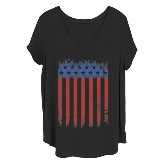 Women's Lost Gods Distressed USA Flag  Graphic T-Shirt