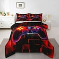 thumbnail image 1 of YST Kids Gamer Comforter Set Twin, Gaming Bedding, Video Games Controller Gamepad Bedding Comforter Sets Neon Glowing Square Geometric Grid Red Bedroom Decor Duvet Insert, 1 of 7