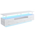 thumbnail image 4 of TV Stand for 55 65 70 Inches, Modern TV Console with LED Lights & Power Outlets, Entertainment Center with Storage for Living Room, Open Shelves & 6 PU Fabric Drawers,White, 4 of 10