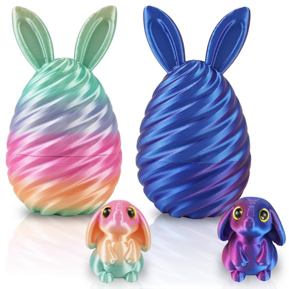 Set de Huevos de Conejo de Pascua Juguetes Impresos en 3D 2 Piezas Oyeftp