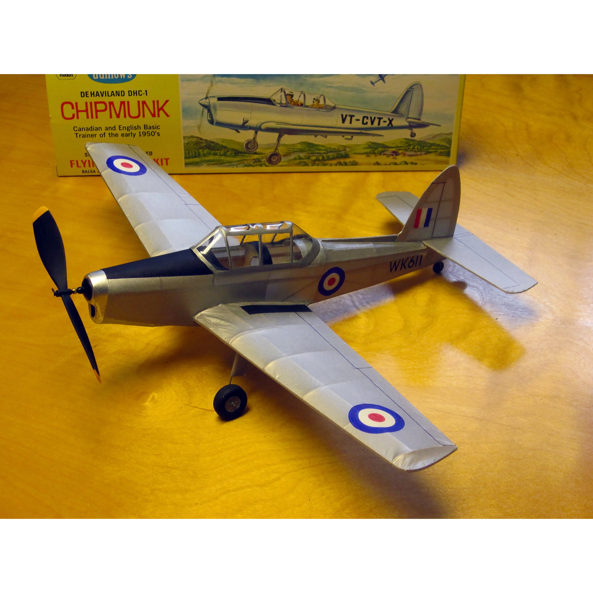 Guillow's: Flying Model Kit - DHC-1 Chipmunk - Classic Balsa Wood, DIY Plane Building, Laser-Cut Parts, Hobby Collectible, 1:24 Scale WWII Plane, 903
