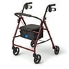 Medline Steel Rollator Walker for Adult Mobility Impairment, Foldable, Burgundy