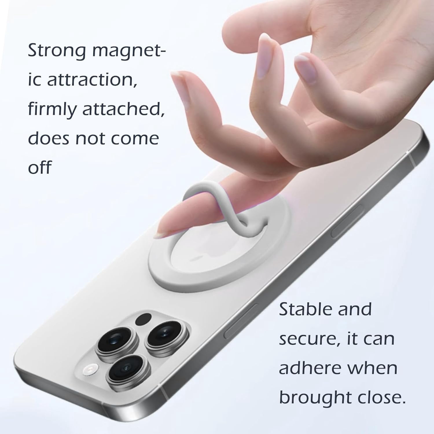 MKEUDQ-Ultra-Thin Double Side Magnetic Silicone Comfy Ring Grip Phone Holder with Enhanced Magnetic Ring for Phone Case,Compatible with All Smartphones Android, Samsung etc (White)