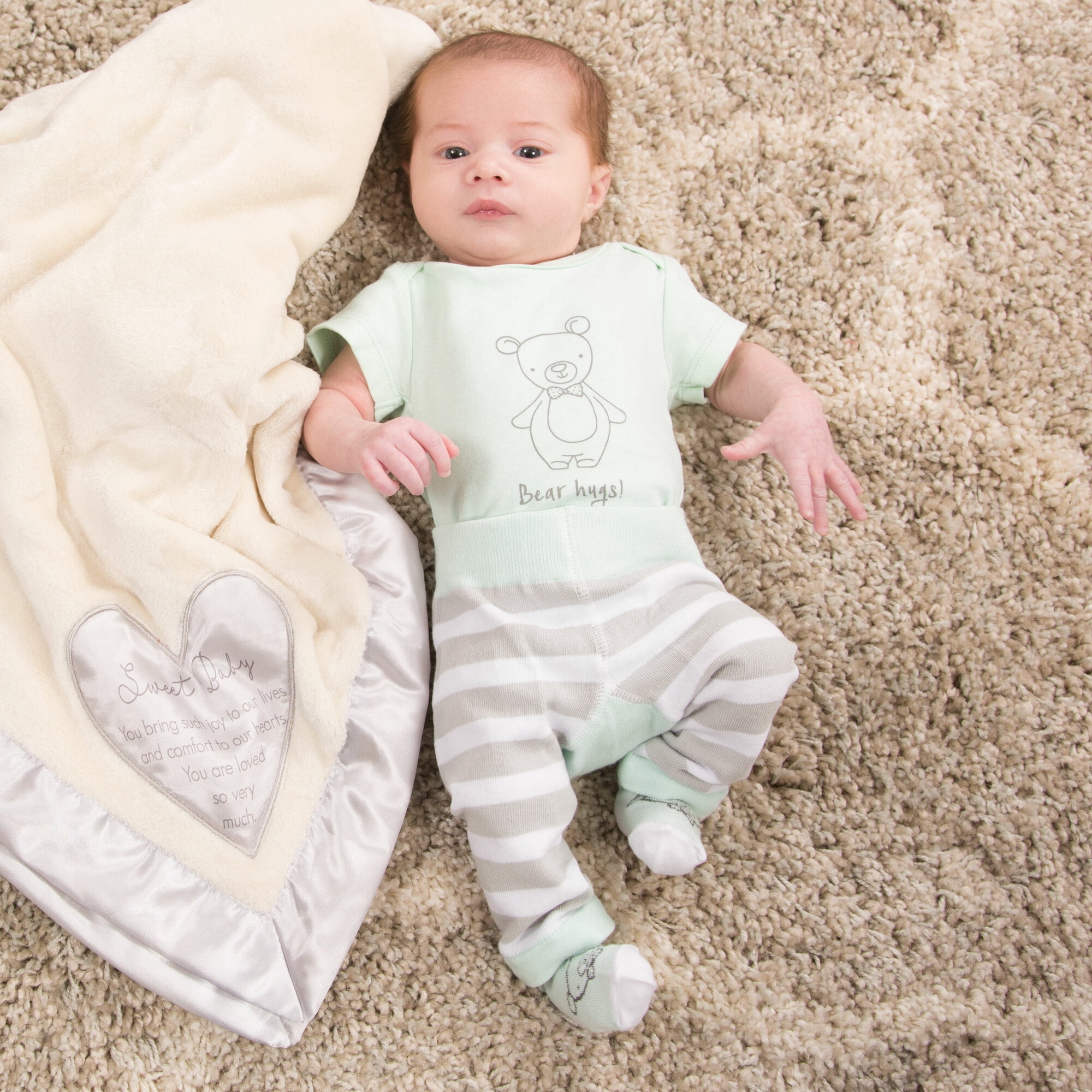 Pavilion Gift Company - Soft Green Bear - 0-6 Months Onesie
