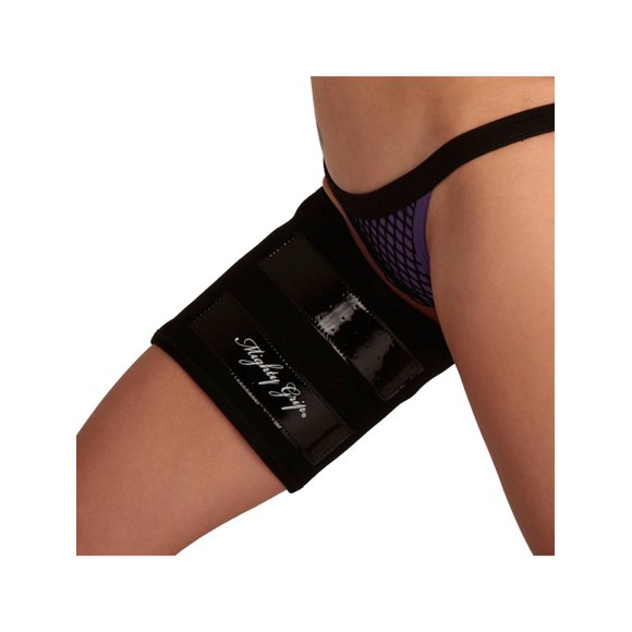 Mighty Grip Protège-Cuisses Intérieurs Noirs pour la Danse au Poteau avec Bandes de Fixation (1 Paire) (Petit)