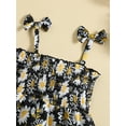 thumbnail image 4 of vera natura Baby Girls Rompers Dress Sunflower Print Sleeveless Bowknot Straps Layered Skirt Hem Toddler Clothes, 4 of 9