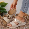 thumbnail image 4 of WIZUTIZ Wedge Sandals for Women Dressy Sandals Women Soft Comfortable Stretchy Beach Sandals Pull-On Round Toe Summer Shoes Low Heel (1"-2") Wide Solid Sandals for Ladies Anniversary Items, 4 of 5