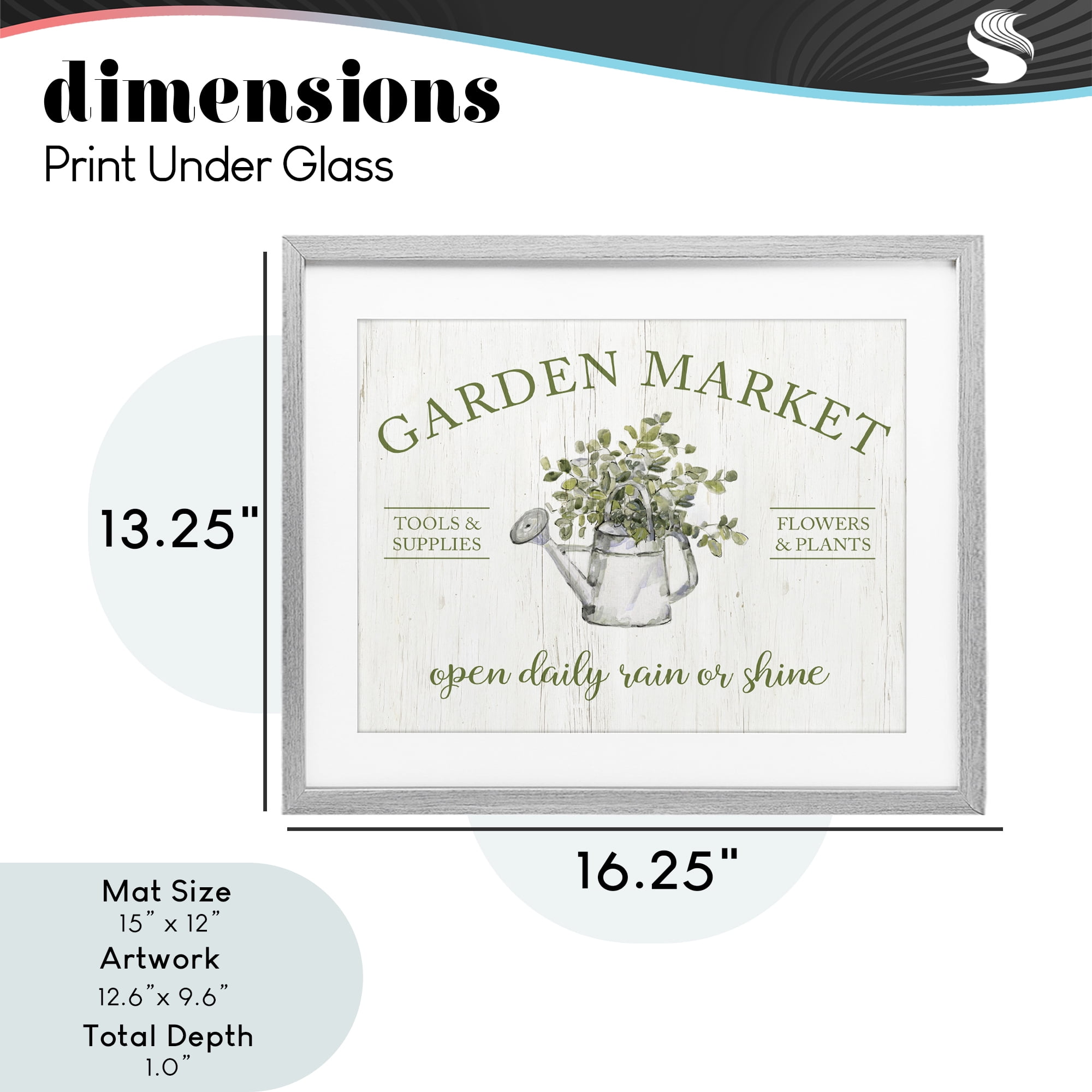Stupell Industries Open Daily Garden Market Gray Framed Print Under Glass, design by Sally Swatland